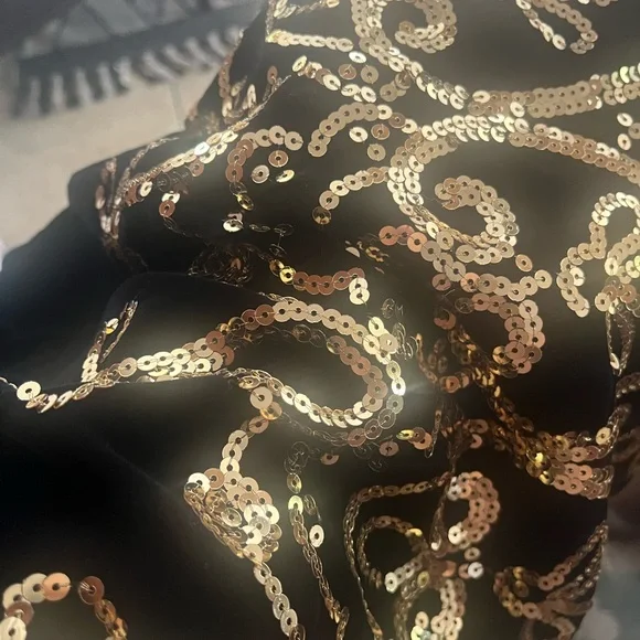 Vintage Jessica McClintock Black Gold Dress - Picture 7 of 7